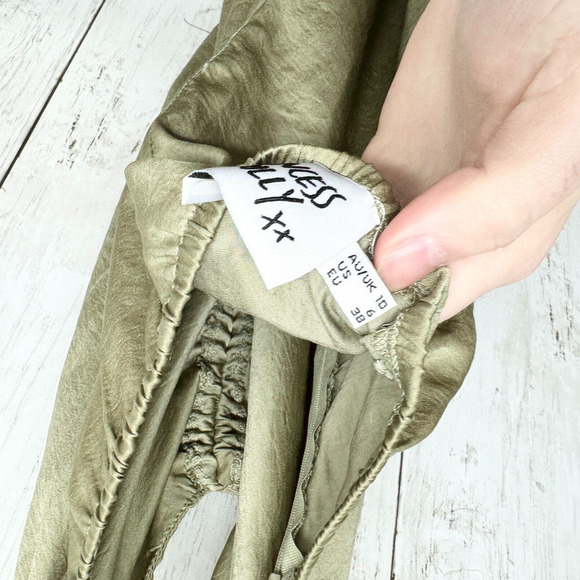 Princess Polly Dress Women Sz 6 Jada Mini Halter Neck Strapless Green Ruffled - Picture 4 of 5